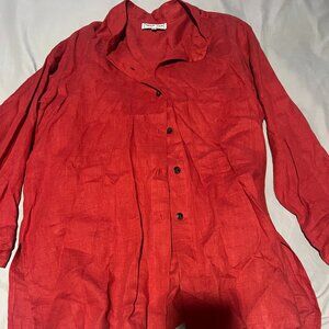 Opus 204 red linen button down blouse size 3